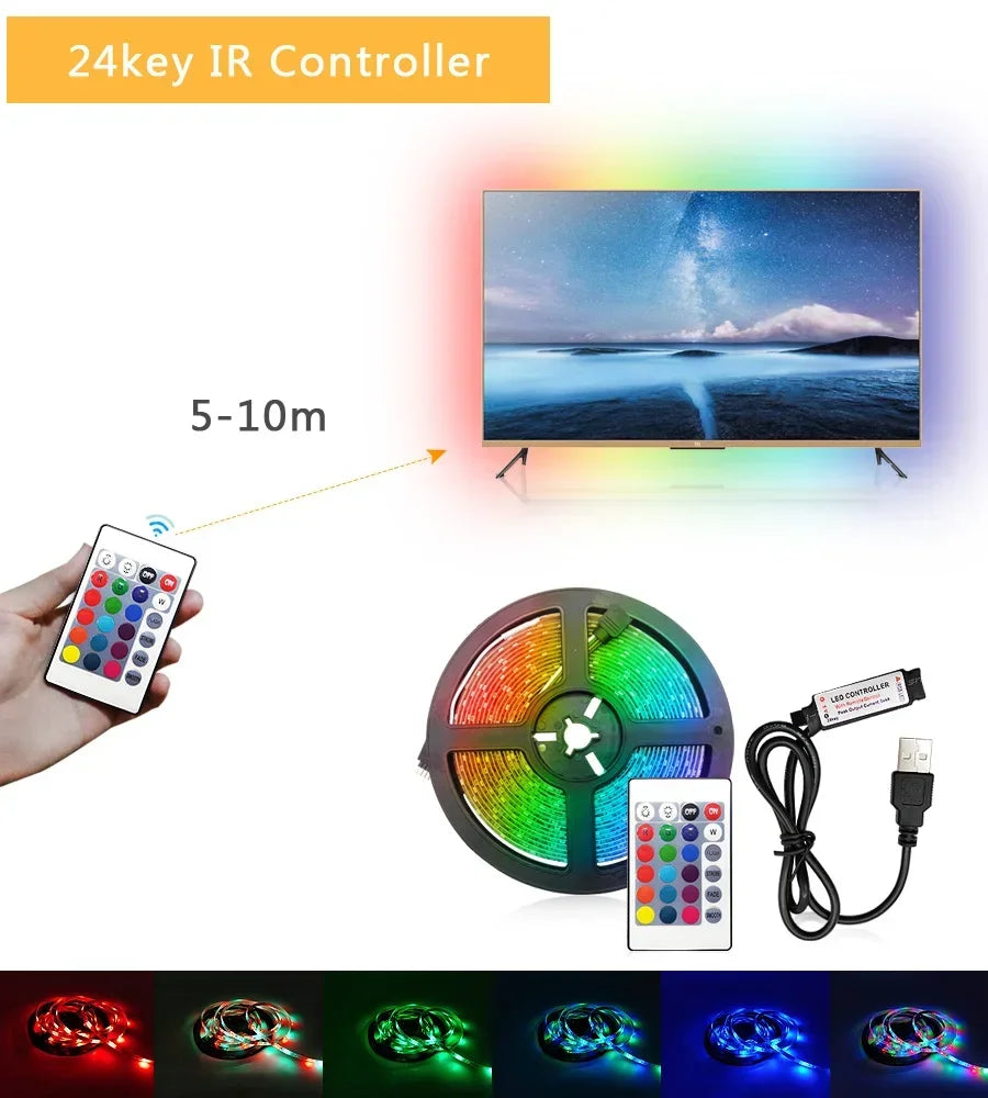Smart Led Strip Light 5050 RGB USB 5V Bluetooth APP Remote Control Led Tape Diode Flexible Ribbon Lamp for TV Festival Backlight