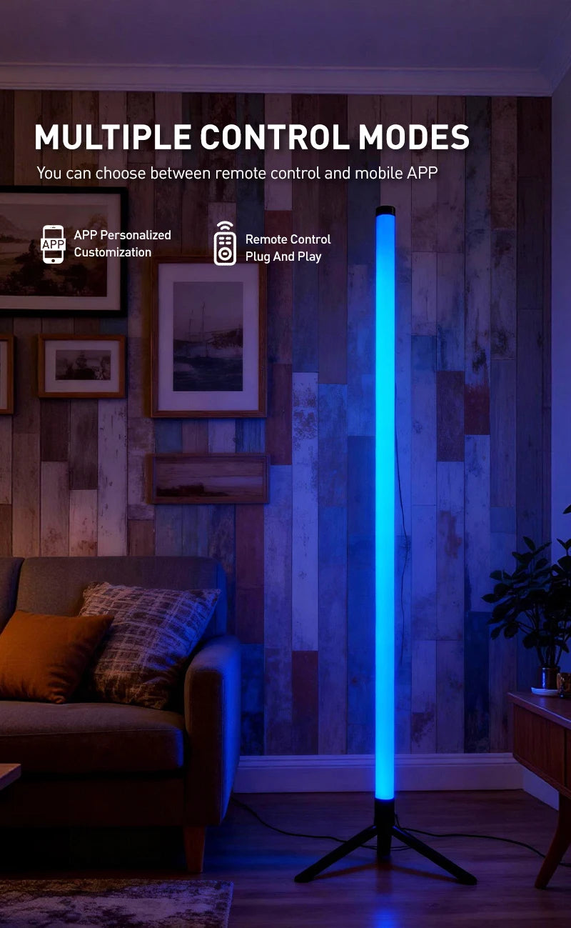 RGB LED Gaming Atmosphere Light Floor Lamp with Remote Control App E-Sports Desk Table Light for Bedroom Living Room Hallway