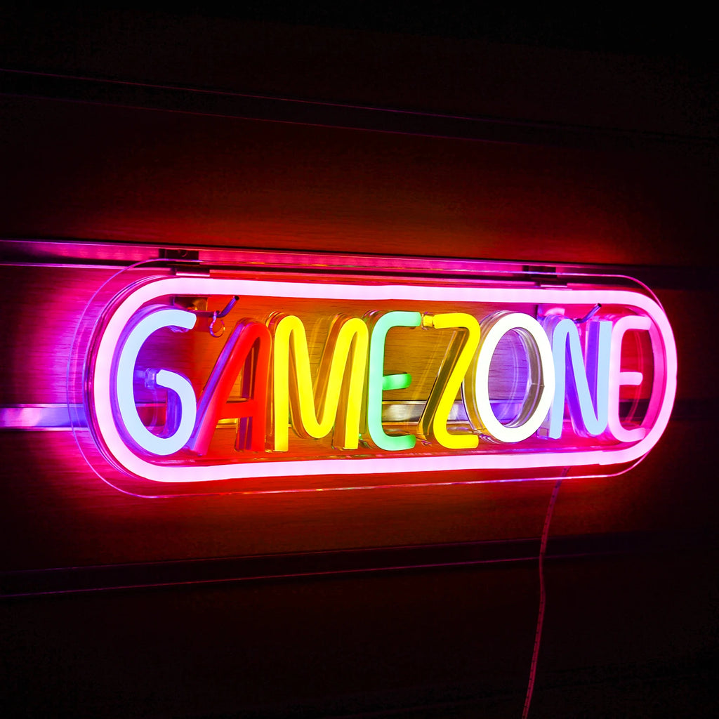 Gaming Zone Neon Led Sign for Wall Decor Game Neon Lights Signs with USB Powered for Game Room Bedroom Gifts Gamer (Multicolour)