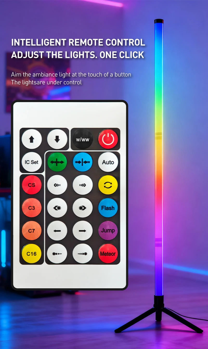 RGB LED Gaming Atmosphere Light Floor Lamp with Remote Control App E-Sports Desk Table Light for Bedroom Living Room Hallway