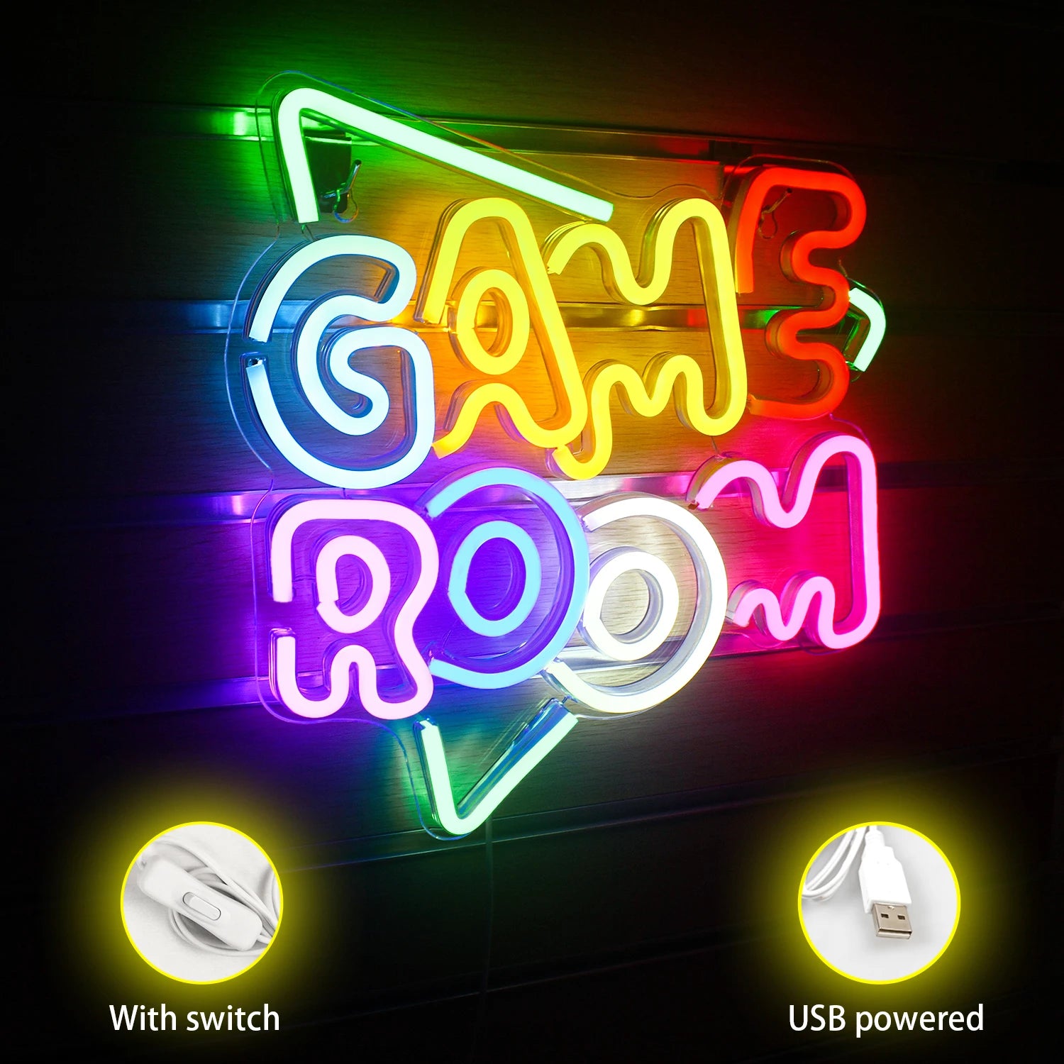 Gaming Zone Neon Led Sign for Wall Decor Game Neon Lights Signs with USB Powered for Game Room Bedroom Gifts Gamer (Multicolour)