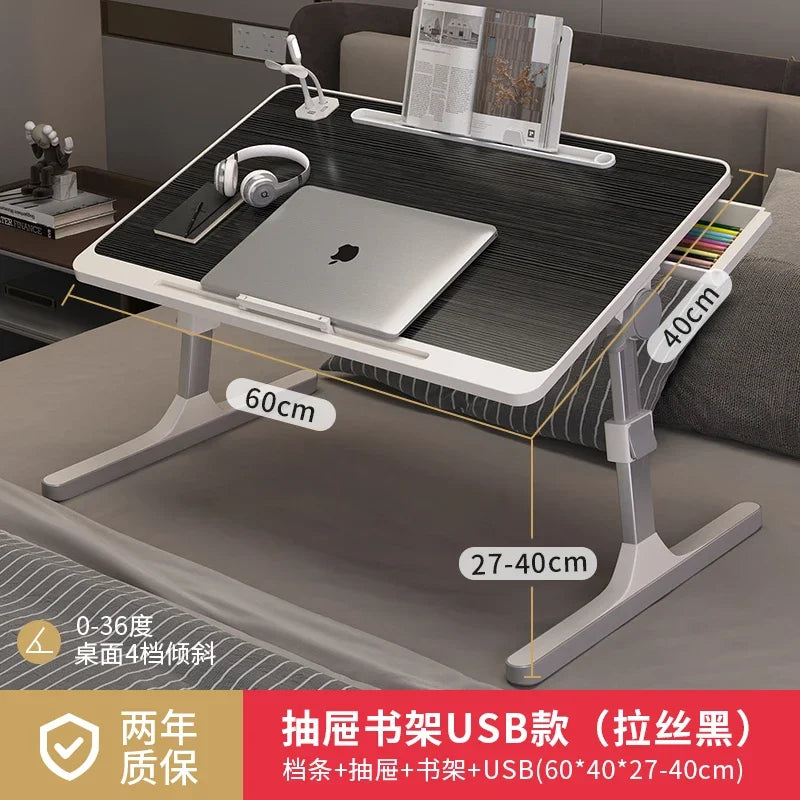 Mesa de cama plegable multifunción de altura ajustable, escritorio portátil para ordenador portátil, mesa de estudio, escritorio