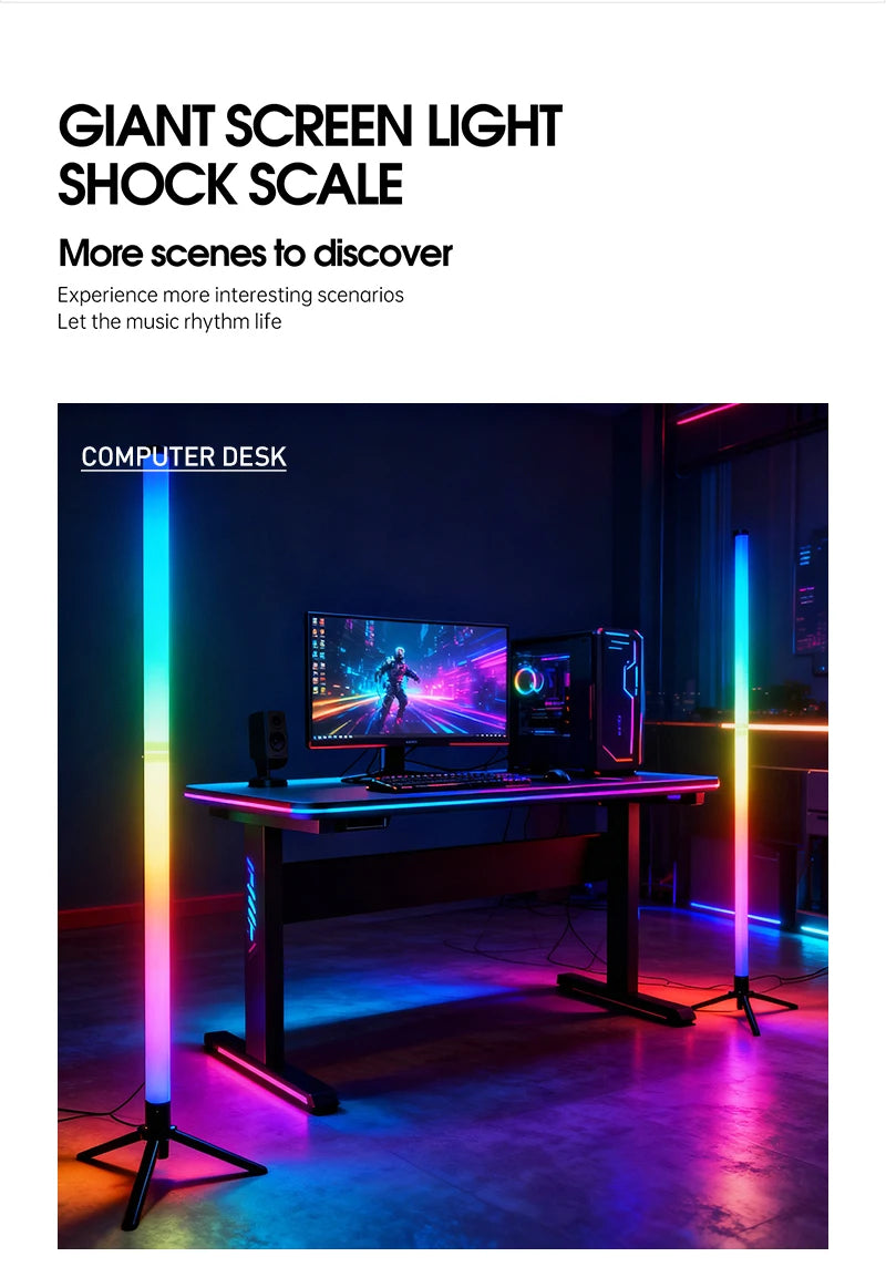 RGB LED Gaming Atmosphere Light Floor Lamp with Remote Control App E-Sports Desk Table Light for Bedroom Living Room Hallway