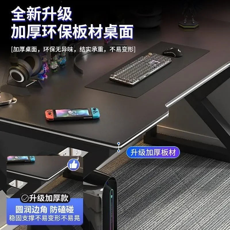 for Simple Computer Desk Bedroom Workbench Desktop E-sports Gaming Table with Chairs Home Office Student Writing Study Desk