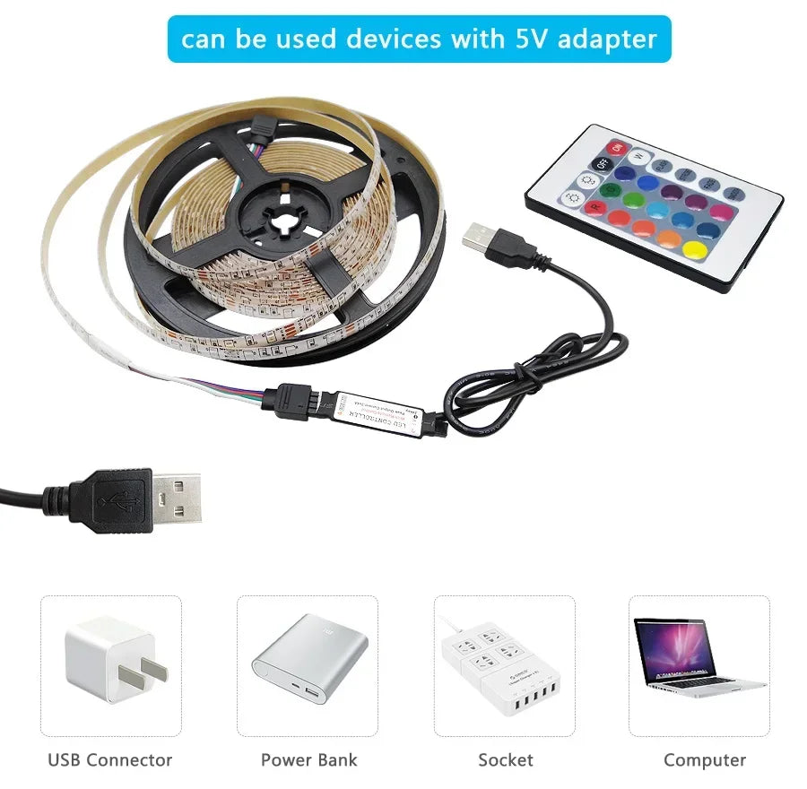Smart Led Strip Light 5050 RGB USB 5V Bluetooth APP Remote Control Led Tape Diode Flexible Ribbon Lamp for TV Festival Backlight