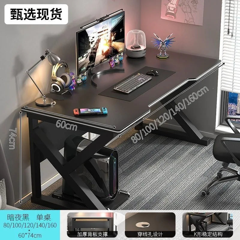 for Simple Computer Desk Bedroom Workbench Desktop E-sports Gaming Table with Chairs Home Office Student Writing Study Desk