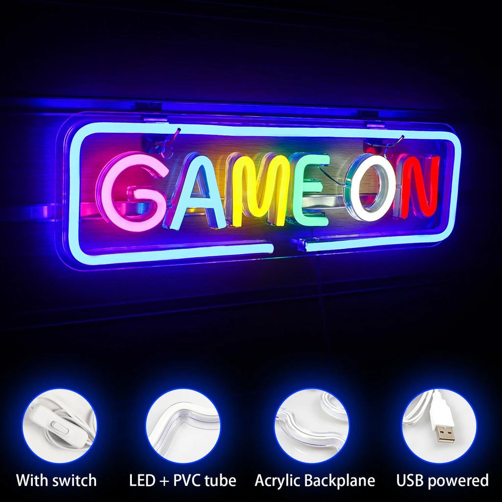 Gaming Zone Neon Led Sign for Wall Decor Game Neon Lights Signs with USB Powered for Game Room Bedroom Gifts Gamer (Multicolour)