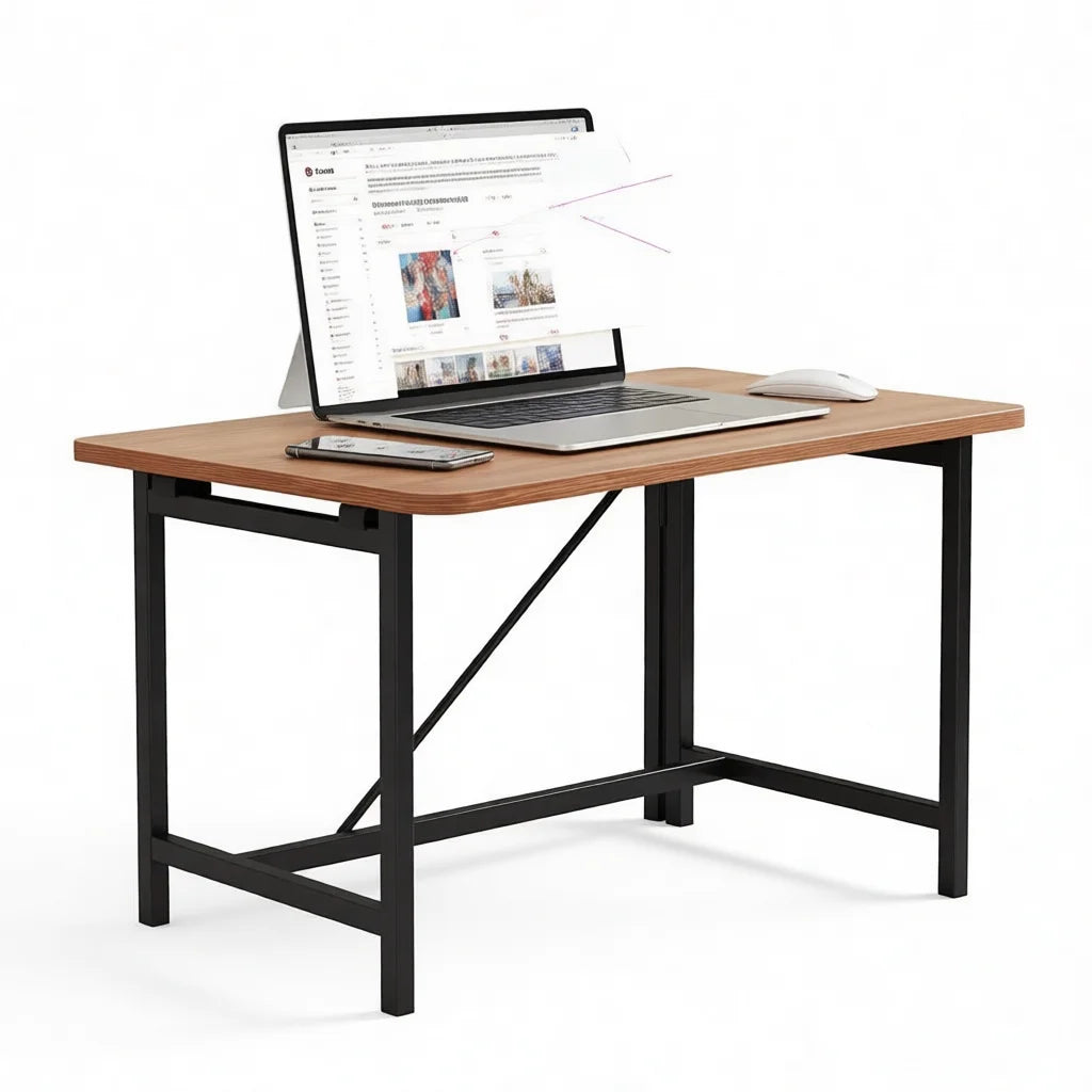 Metal Folding Desk Portable Laptop Table Modern Bedroom Furniture Study Writing Workstation Office Desk Organizer