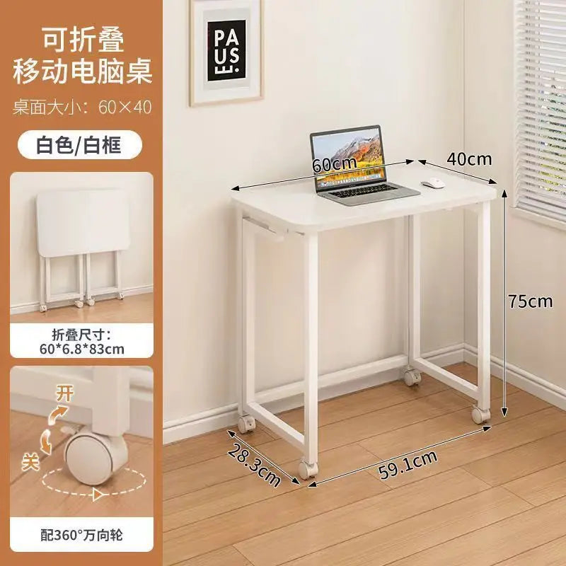 Metal Folding Desk Portable Laptop Table Modern Bedroom Furniture Study Writing Workstation Office Desk Organizer