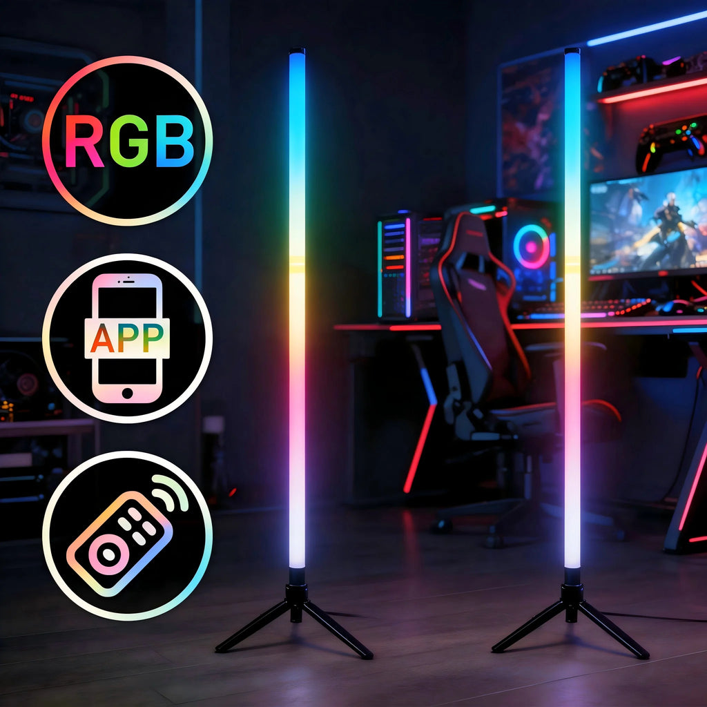 RGB LED Gaming Atmosphere Light Floor Lamp with Remote Control App E-Sports Desk Table Light for Bedroom Living Room Hallway