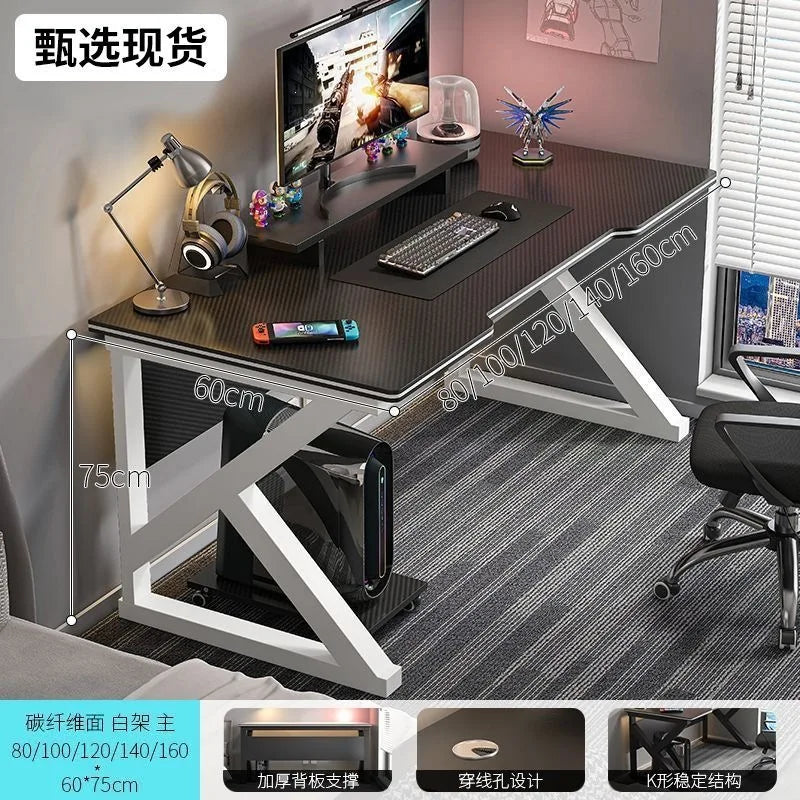 for Simple Computer Desk Bedroom Workbench Desktop E-sports Gaming Table with Chairs Home Office Student Writing Study Desk