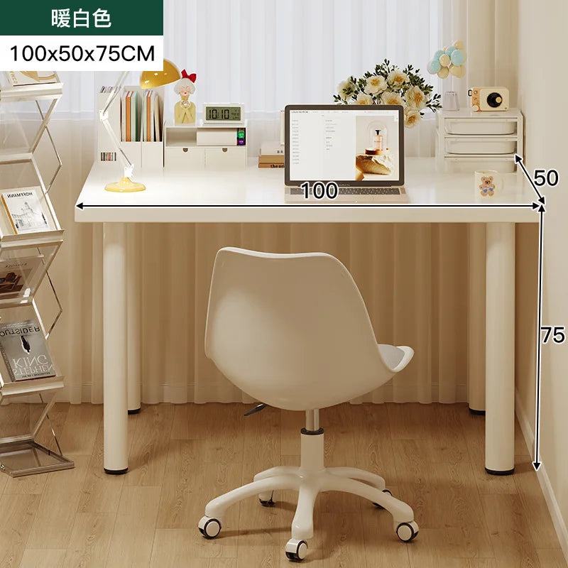Simple Computer Desk with Drawers Cream Style Workbench Household Bedroom Dresser Storage Cabinet Integrated Table