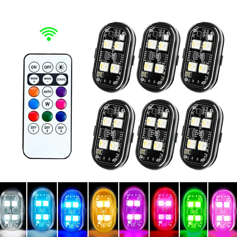 Wireless Light Aircraft Airplane Helicopter Warning Lights RGB Led Strobe Lights Motorcycle Lights LED Flash with USB Charging