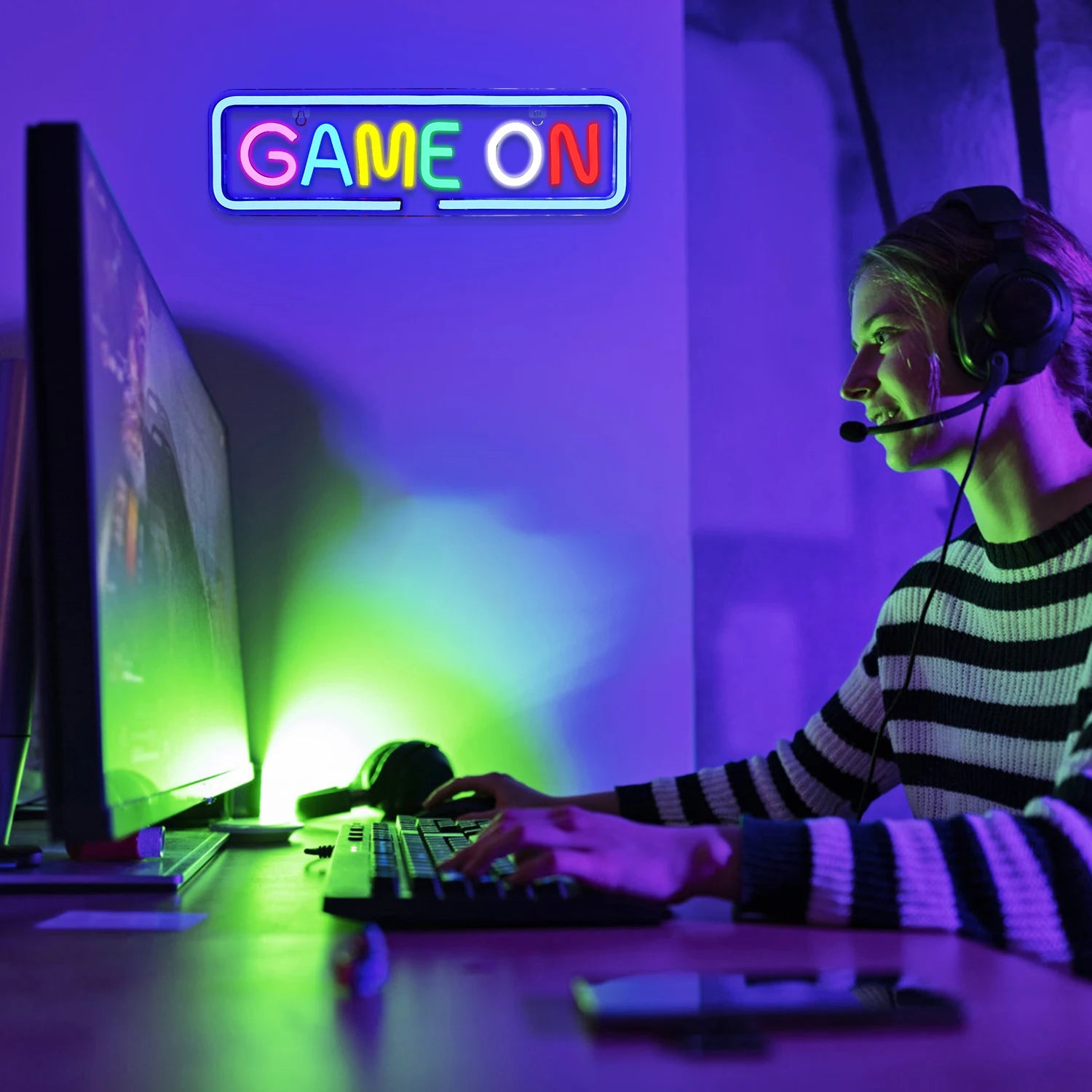 Gaming Zone Neon Led Sign for Wall Decor Game Neon Lights Signs with USB Powered for Game Room Bedroom Gifts Gamer (Multicolour)