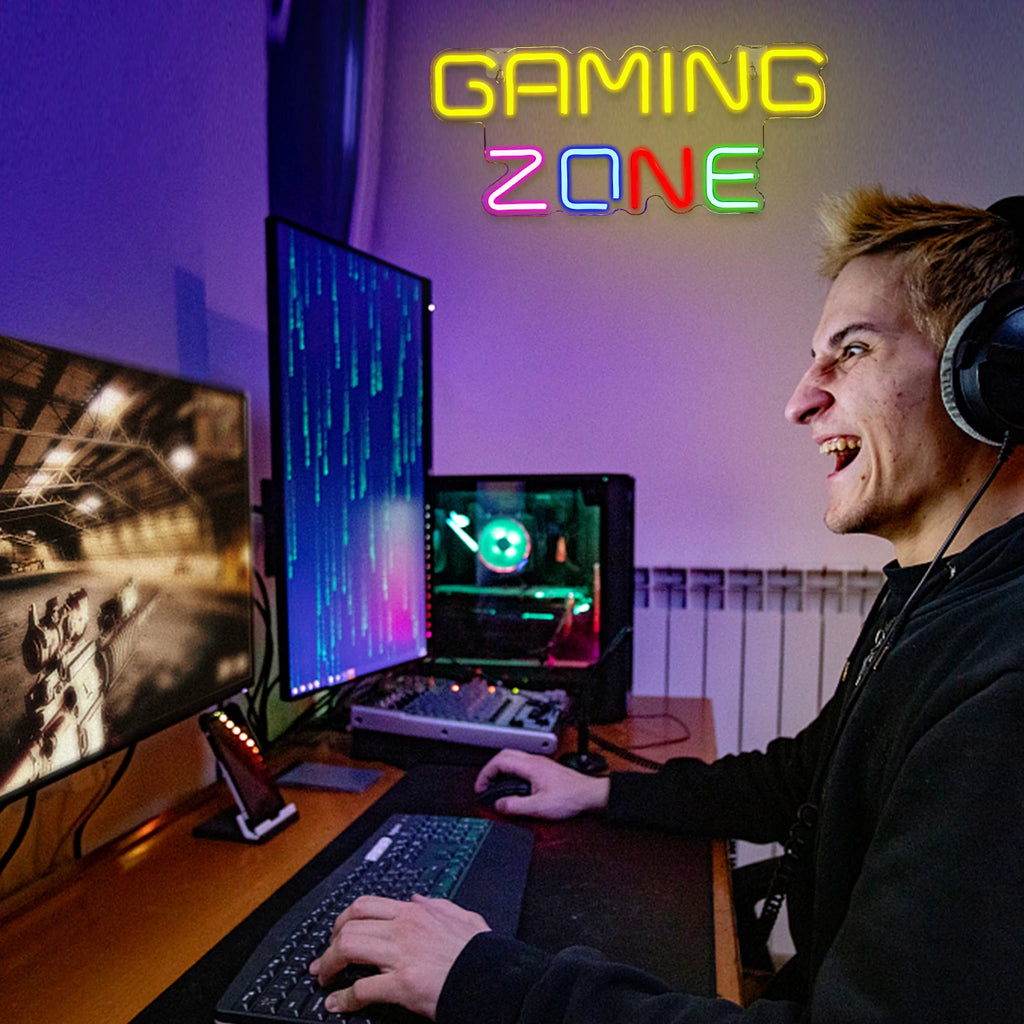 Gaming Zone Neon Led Sign for Wall Decor Game Neon Lights Signs with USB Powered for Game Room Bedroom Gifts Gamer (Multicolour)