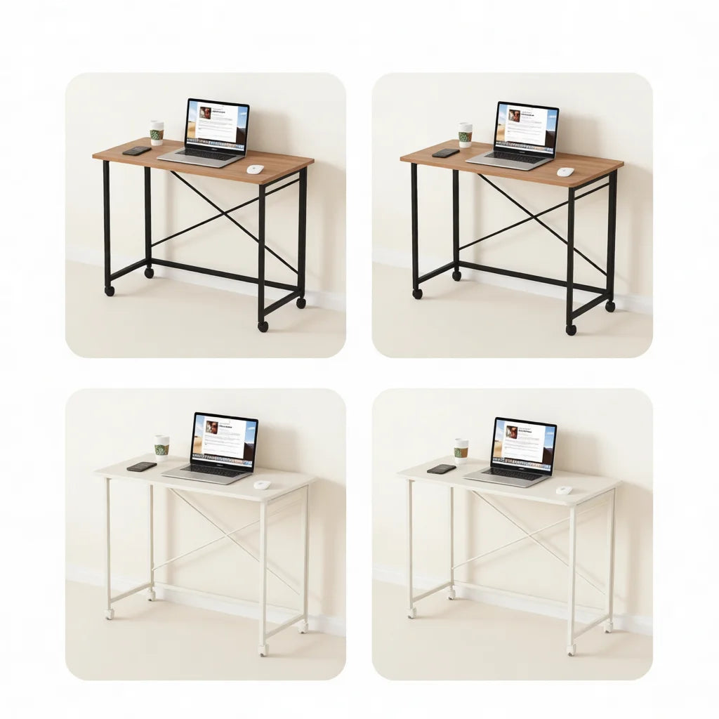Metal Folding Desk Portable Laptop Table Modern Bedroom Furniture Study Writing Workstation Office Desk Organizer