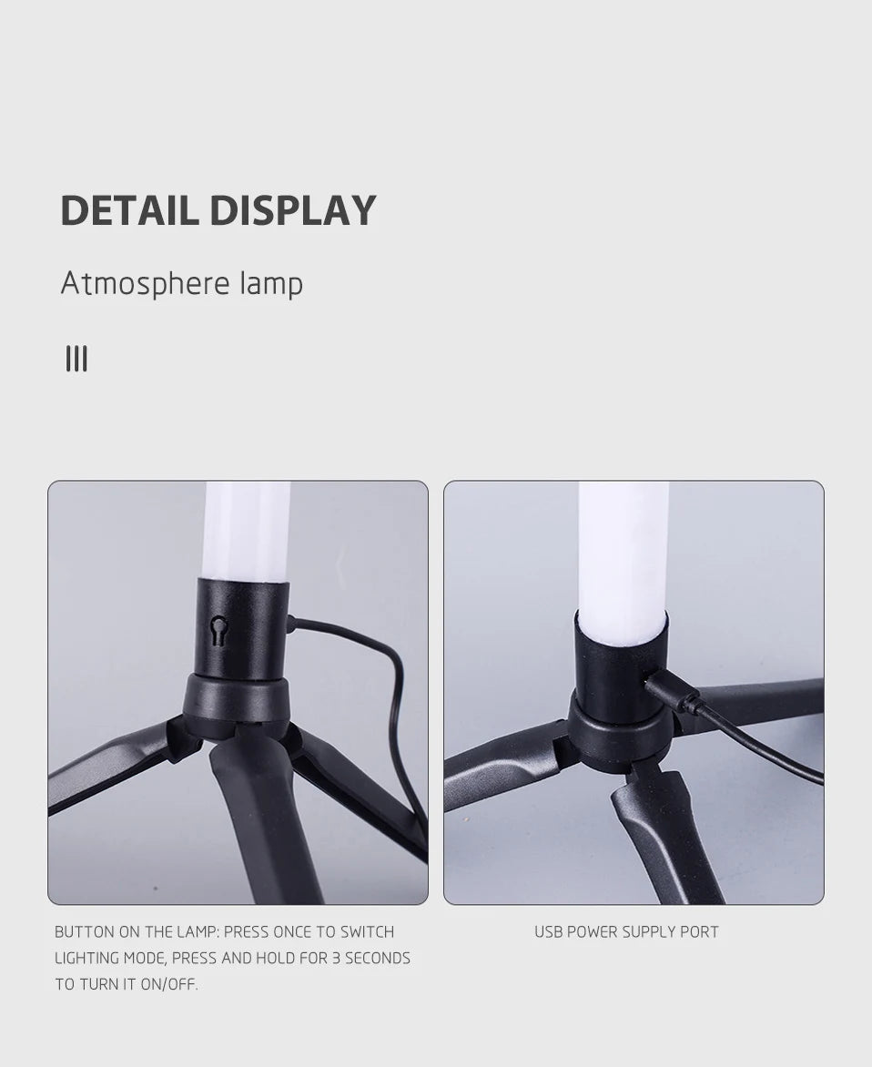 RGB LED Gaming Atmosphere Light Floor Lamp with Remote Control App E-Sports Desk Table Light for Bedroom Living Room Hallway