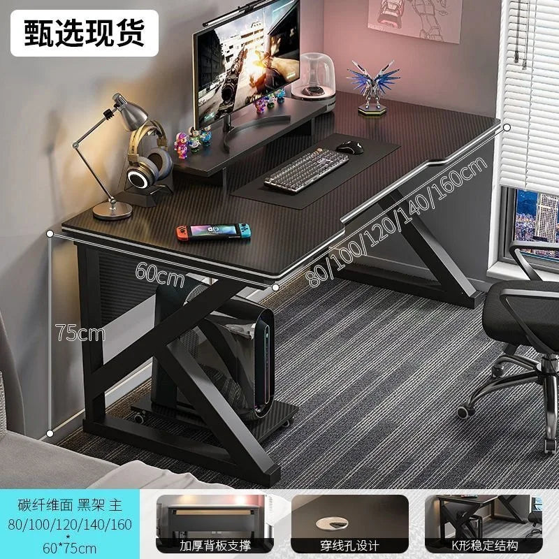 for Simple Computer Desk Bedroom Workbench Desktop E-sports Gaming Table with Chairs Home Office Student Writing Study Desk