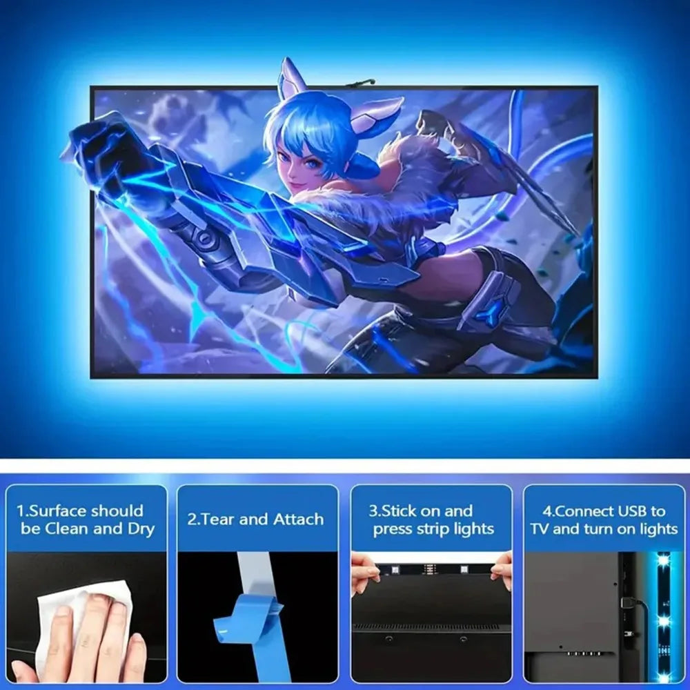 RGB-IC TV Backlight Strip With AR Color Sensor App Control with Music Sync RGB Ambient Light for 55 to 85 Inch Screen Backlight