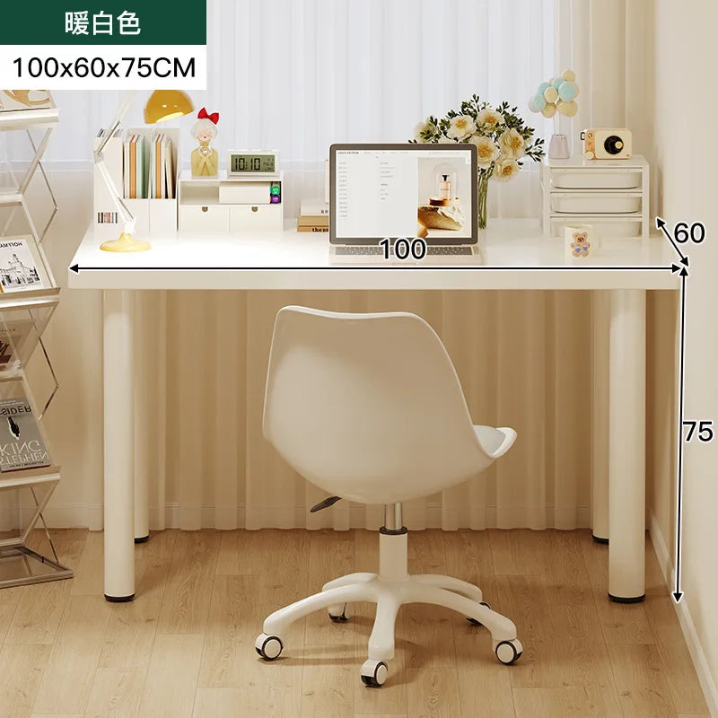 Simple Computer Desk with Drawers Cream Style Workbench Household Bedroom Dresser Storage Cabinet Integrated Table