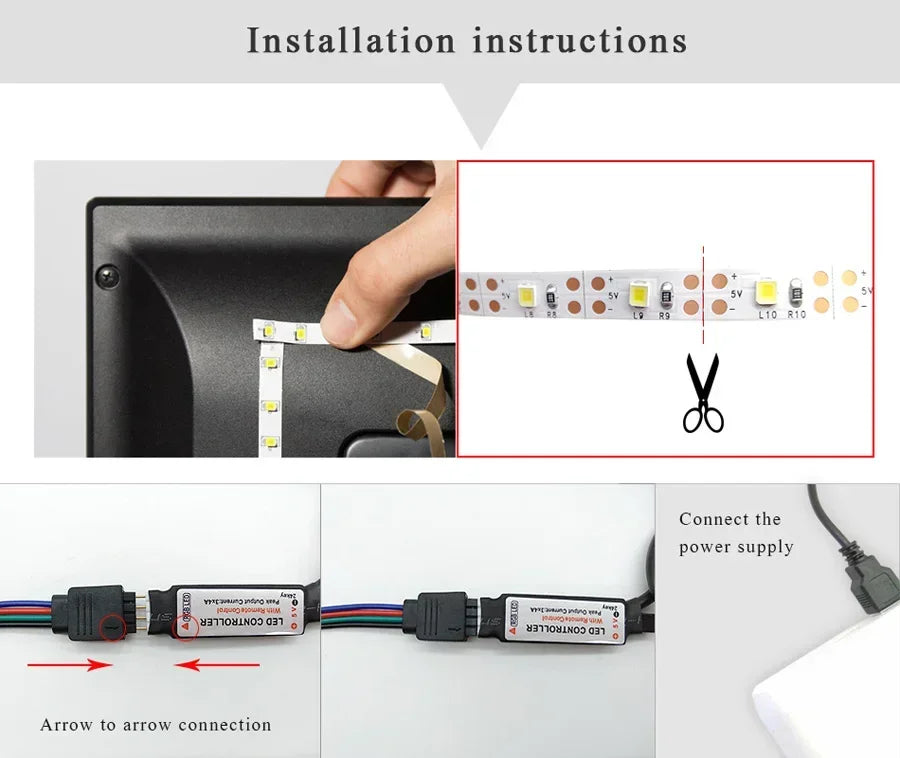 Smart Led Strip Light 5050 RGB USB 5V Bluetooth APP Remote Control Led Tape Diode Flexible Ribbon Lamp for TV Festival Backlight