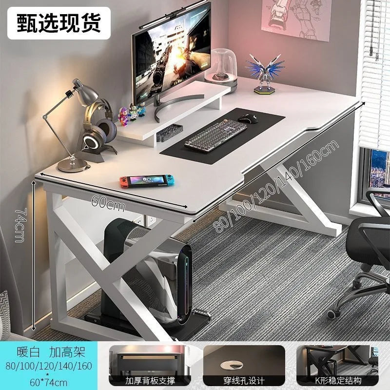 for Simple Computer Desk Bedroom Workbench Desktop E-sports Gaming Table with Chairs Home Office Student Writing Study Desk