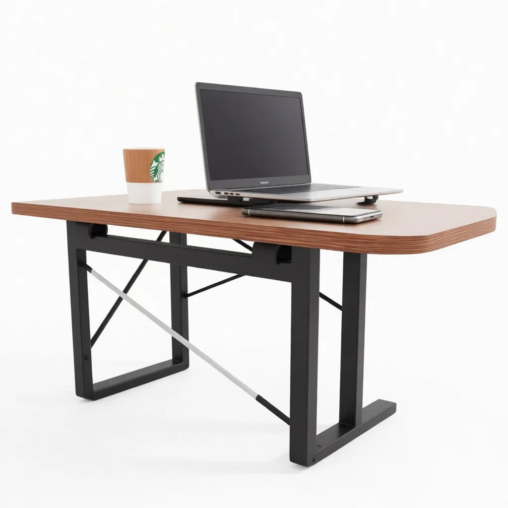 Metal Folding Desk Portable Laptop Table Modern Bedroom Furniture Study Writing Workstation Office Desk Organizer