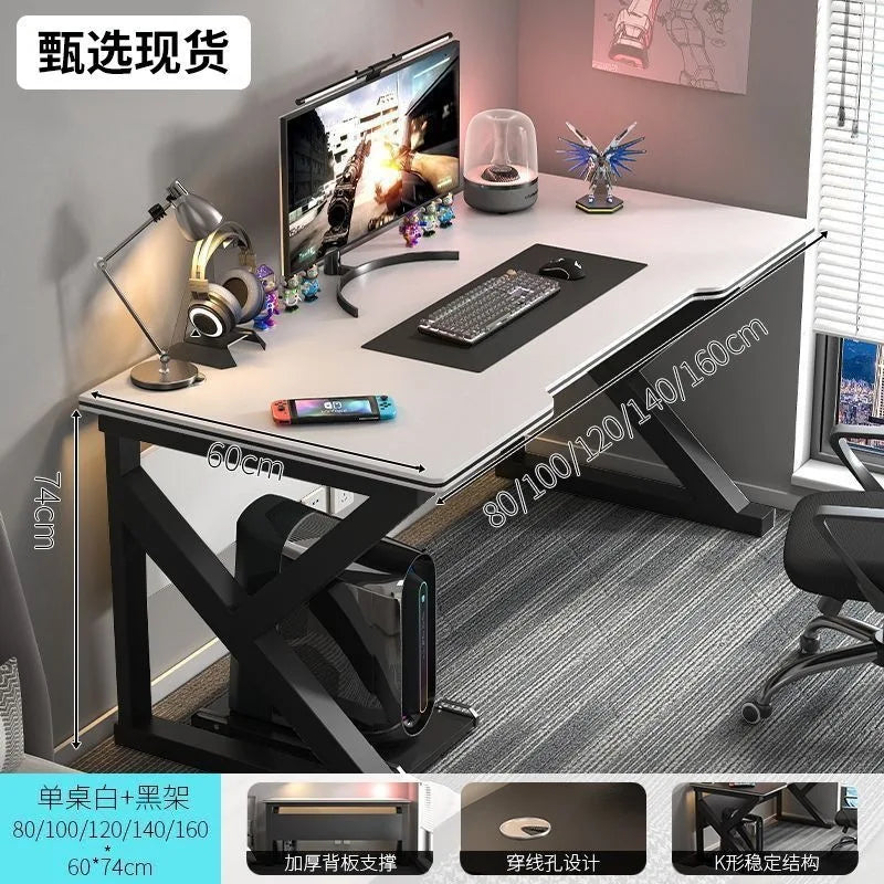 for Simple Computer Desk Bedroom Workbench Desktop E-sports Gaming Table with Chairs Home Office Student Writing Study Desk