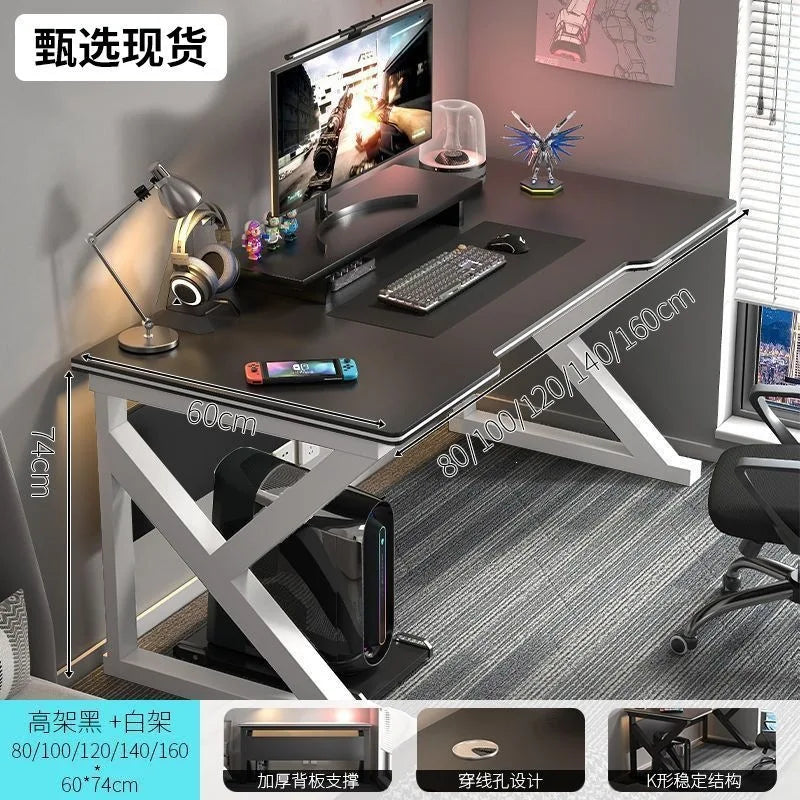 for Simple Computer Desk Bedroom Workbench Desktop E-sports Gaming Table with Chairs Home Office Student Writing Study Desk