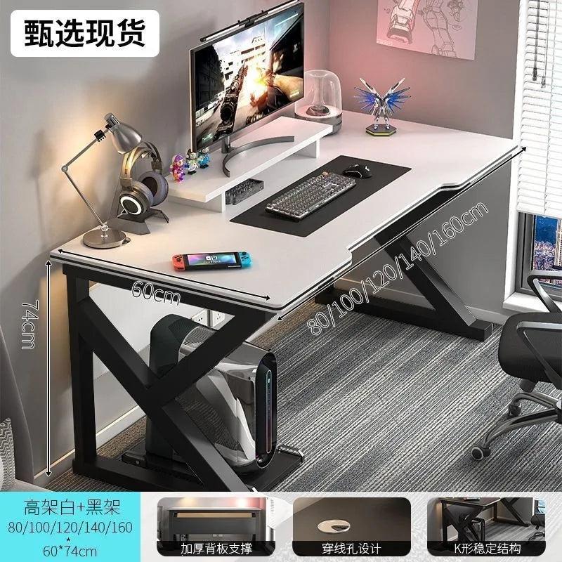 for Simple Computer Desk Bedroom Workbench Desktop E-sports Gaming Table with Chairs Home Office Student Writing Study Desk