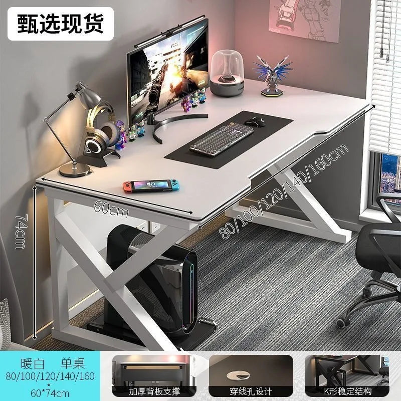 for Simple Computer Desk Bedroom Workbench Desktop E-sports Gaming Table with Chairs Home Office Student Writing Study Desk