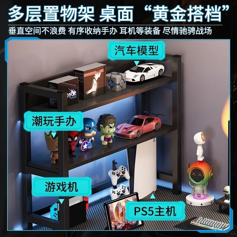 L Shaped Corner Computer Gaming Desk Adjustable Height Home Office Study Bookshelf Storage Multiple Styles E-sports Table