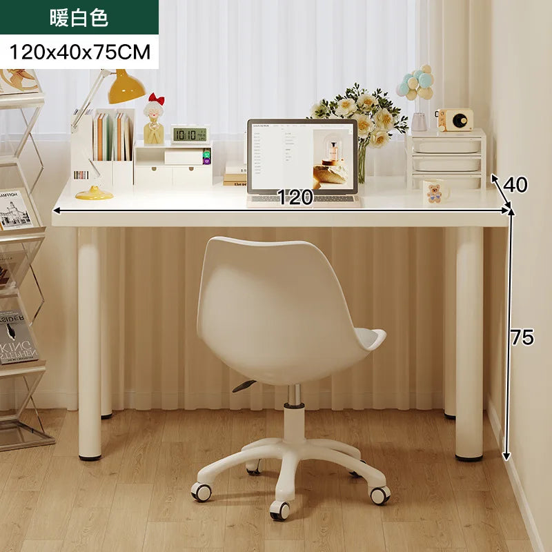 Simple Computer Desk with Drawers Cream Style Workbench Household Bedroom Dresser Storage Cabinet Integrated Table