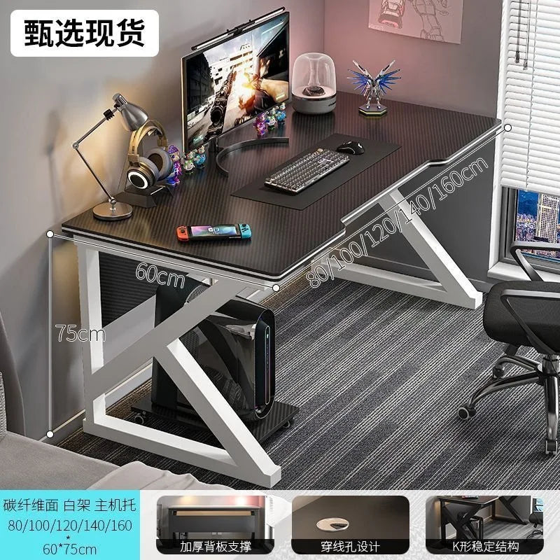for Simple Computer Desk Bedroom Workbench Desktop E-sports Gaming Table with Chairs Home Office Student Writing Study Desk