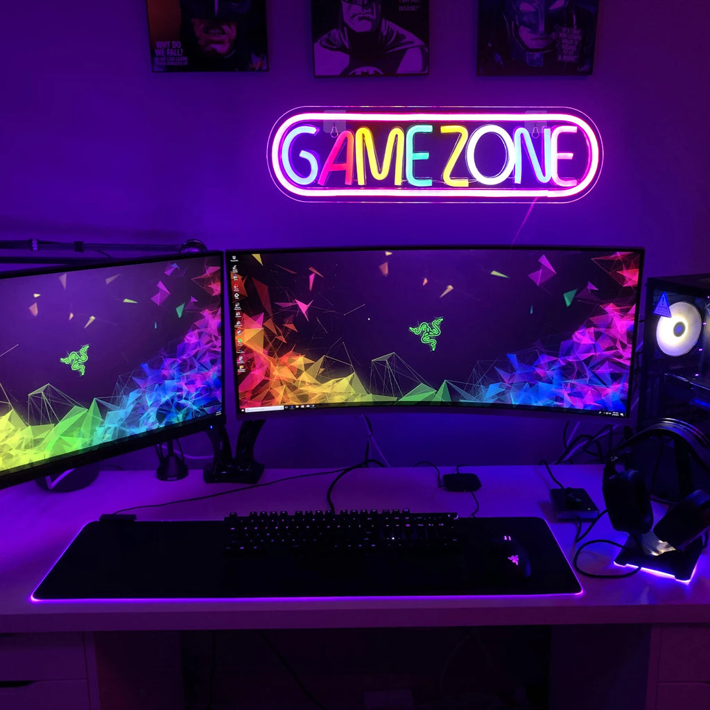 Gaming Zone Neon Led Sign for Wall Decor Game Neon Lights Signs with USB Powered for Game Room Bedroom Gifts Gamer (Multicolour)