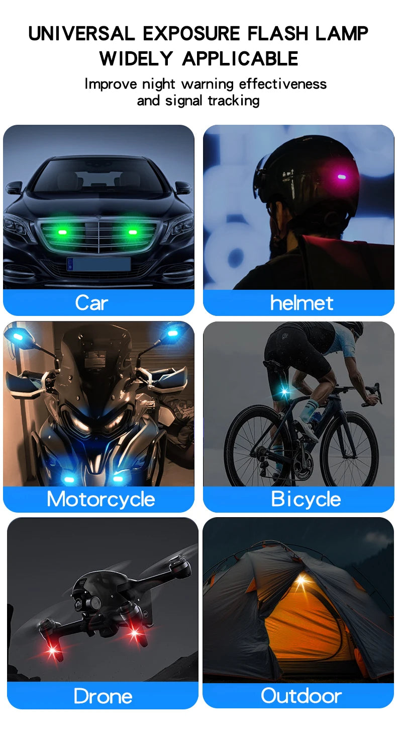Wireless Light Aircraft Airplane Helicopter Warning Lights RGB Led Strobe Lights Motorcycle Lights LED Flash with USB Charging