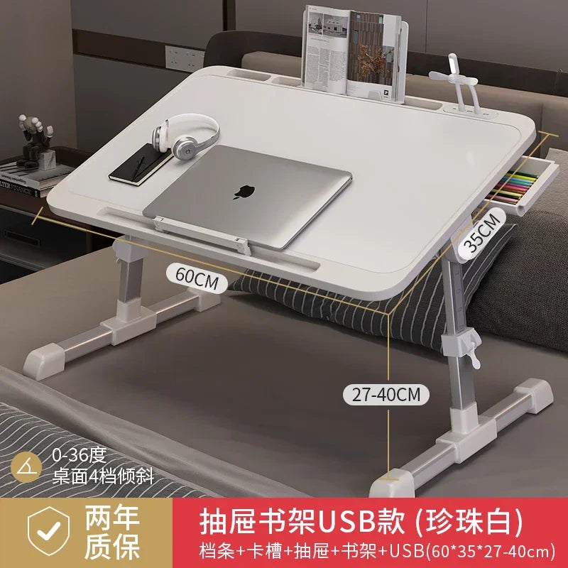 Mesa de cama plegable multifunción de altura ajustable, escritorio portátil para ordenador portátil, mesa de estudio, escritorio