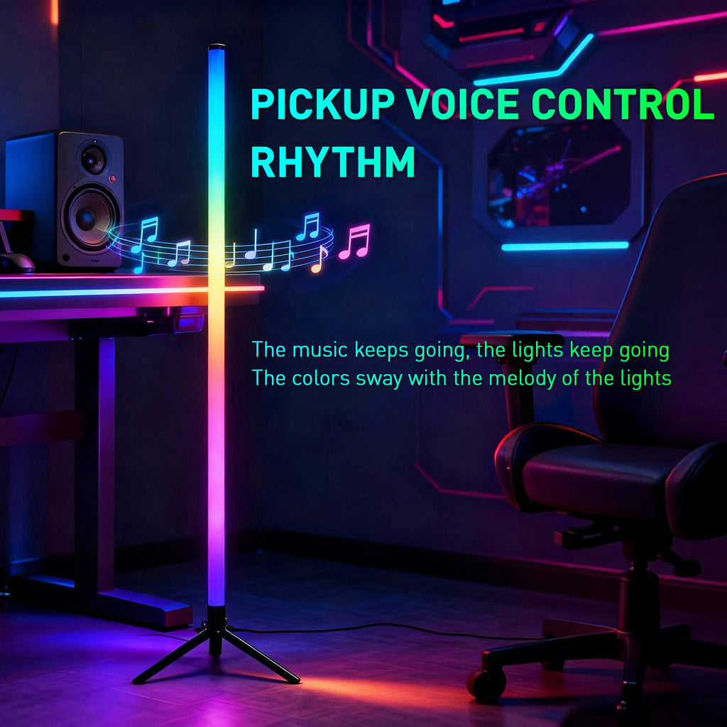 RGB LED Gaming Atmosphere Light Floor Lamp with Remote Control App E-Sports Desk Table Light for Bedroom Living Room Hallway
