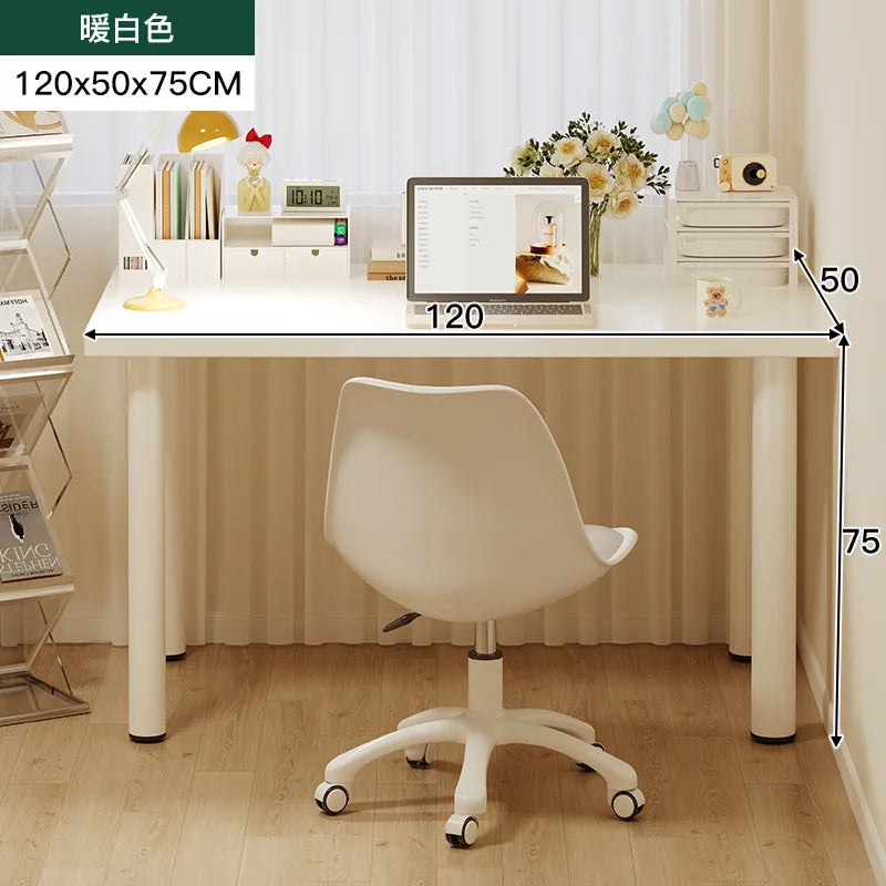 Simple Computer Desk with Drawers Cream Style Workbench Household Bedroom Dresser Storage Cabinet Integrated Table