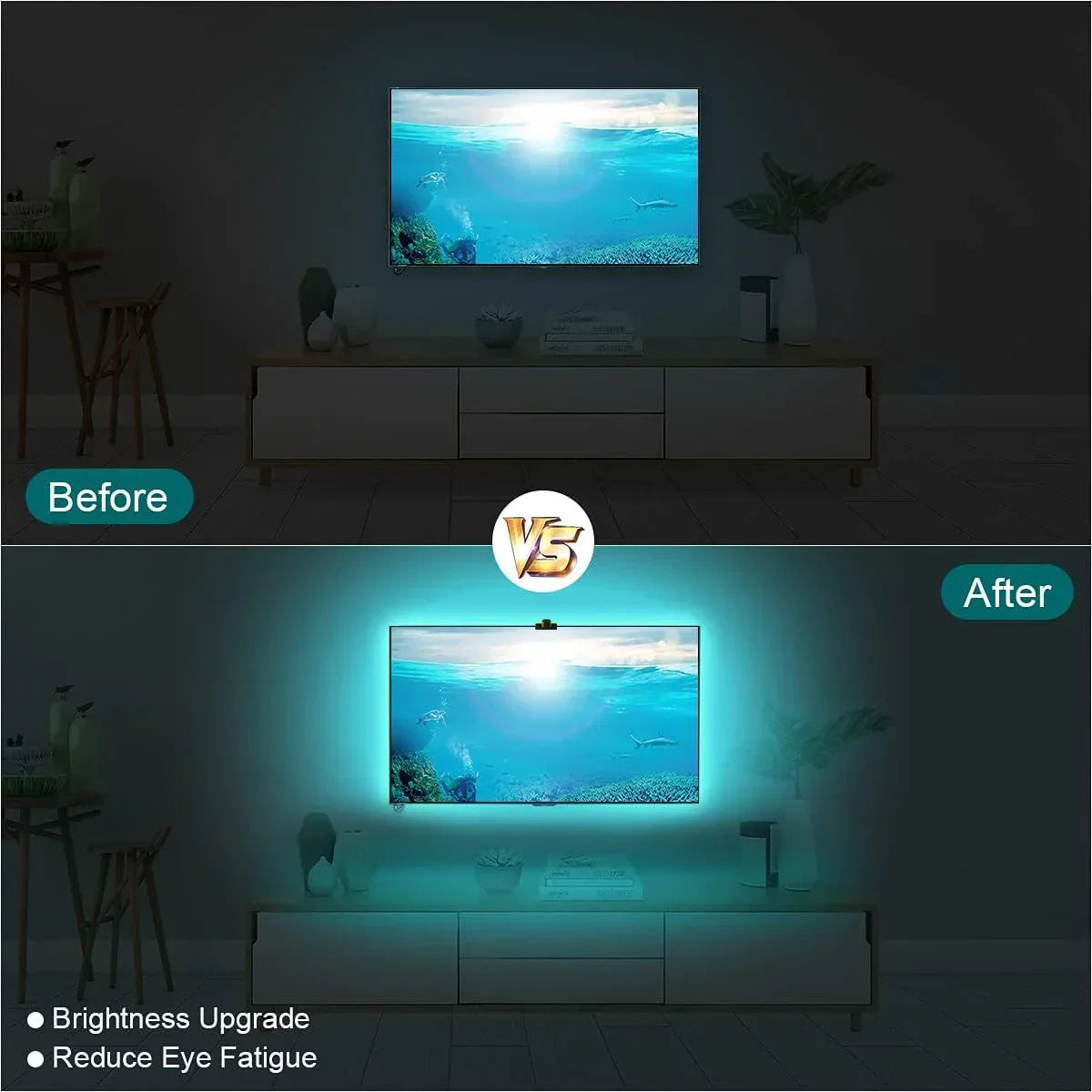 RGB-IC TV Backlight Strip With AR Color Sensor App Control with Music Sync RGB Ambient Light for 55 to 85 Inch Screen Backlight