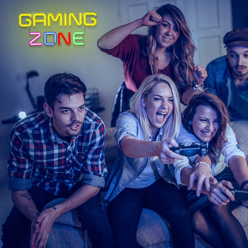 Gaming Zone Neon Led Sign for Wall Decor Game Neon Lights Signs with USB Powered for Game Room Bedroom Gifts Gamer (Multicolour)