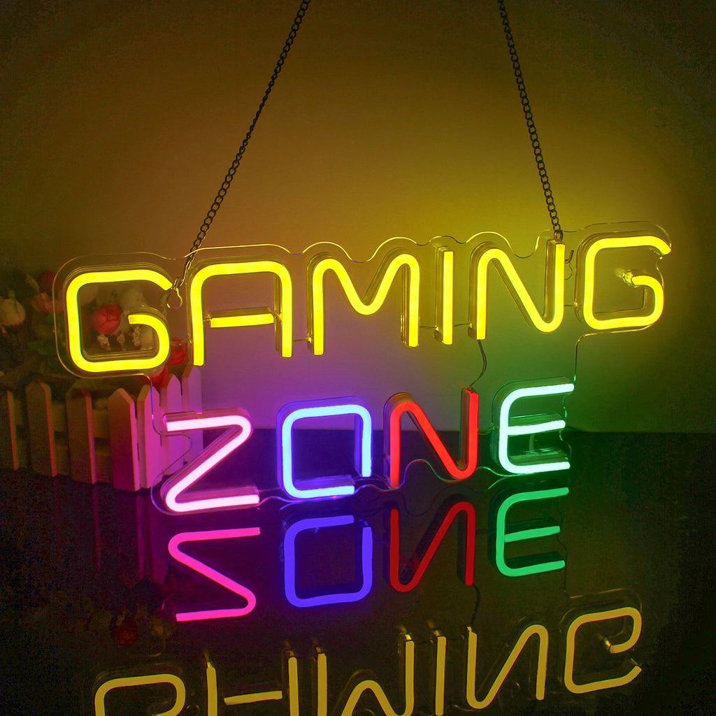 Gaming Zone Neon Led Sign for Wall Decor Game Neon Lights Signs with USB Powered for Game Room Bedroom Gifts Gamer (Multicolour)