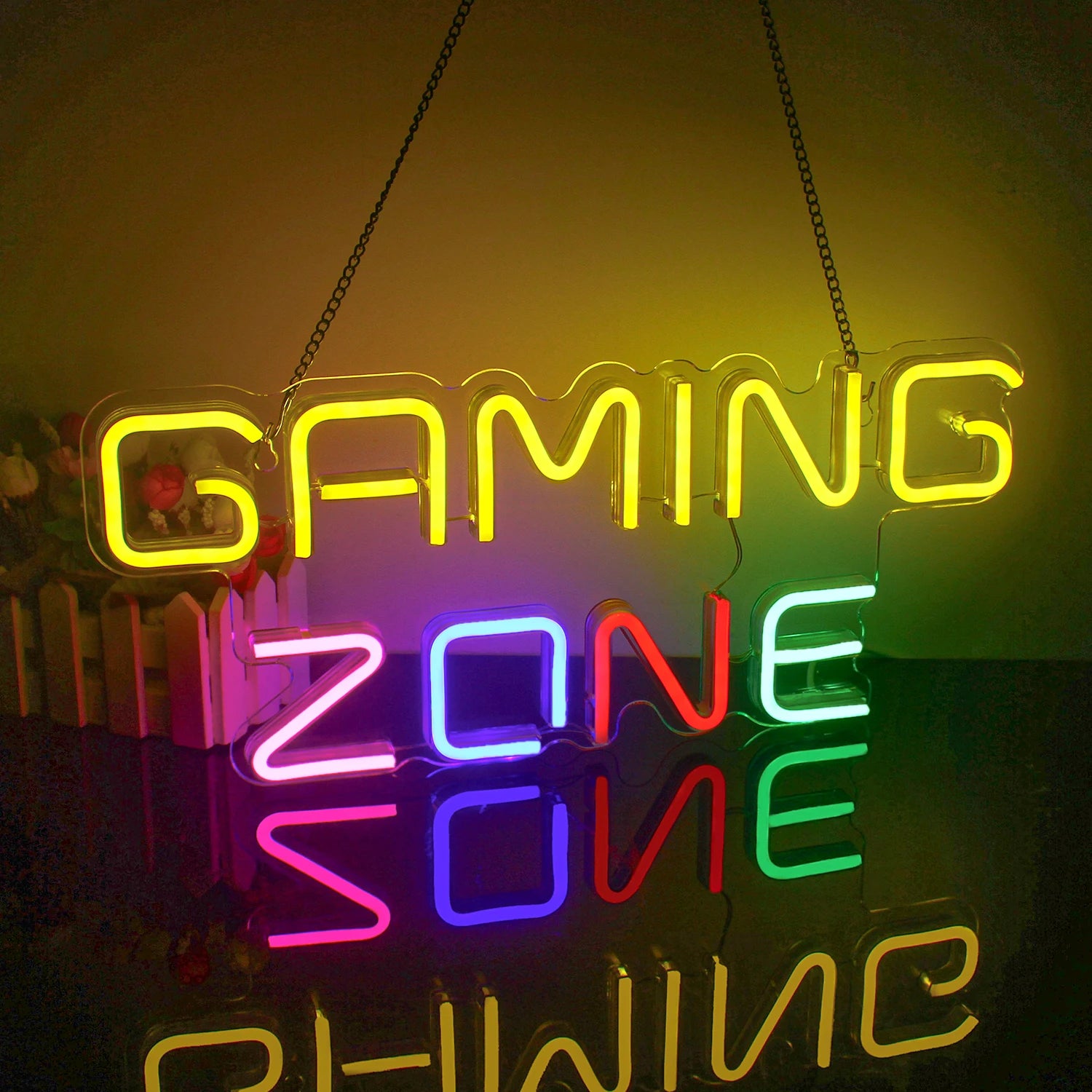 Gaming Zone Neon Led Sign for Wall Decor Game Neon Lights Signs with USB Powered for Game Room Bedroom Gifts Gamer (Multicolour)