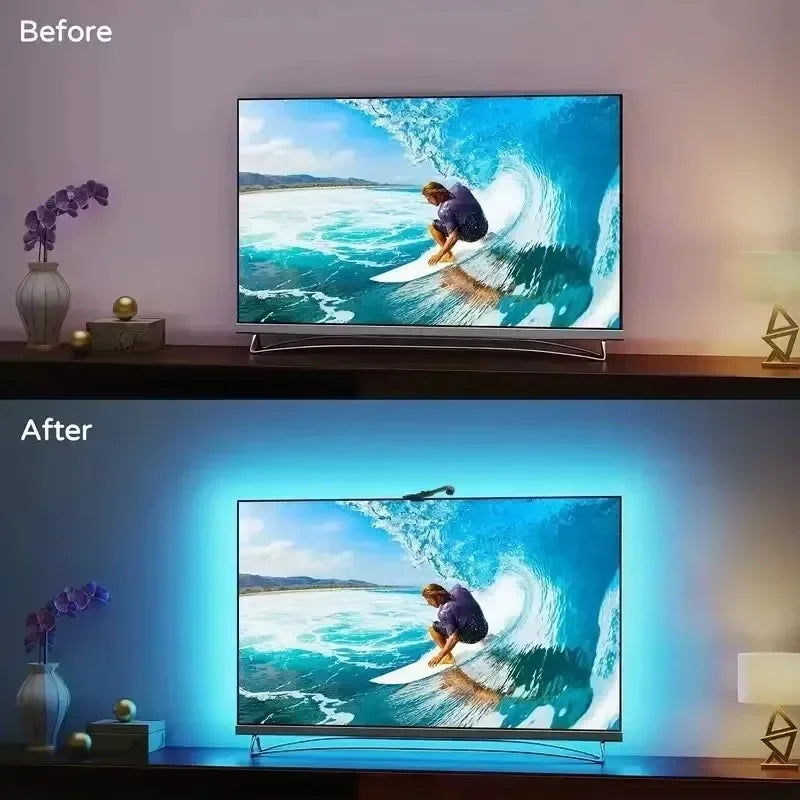 Ambilight Tv Led Backlight 5V Usb Rgbic Smart Lights Strip With Camera Tv Synchronized Screen 3.8M 5M Atmosphere Lighting For Tv