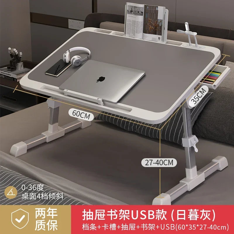 Mesa de cama plegable multifunción de altura ajustable, escritorio portátil para ordenador portátil, mesa de estudio, escritorio