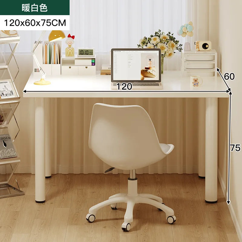 Simple Computer Desk with Drawers Cream Style Workbench Household Bedroom Dresser Storage Cabinet Integrated Table