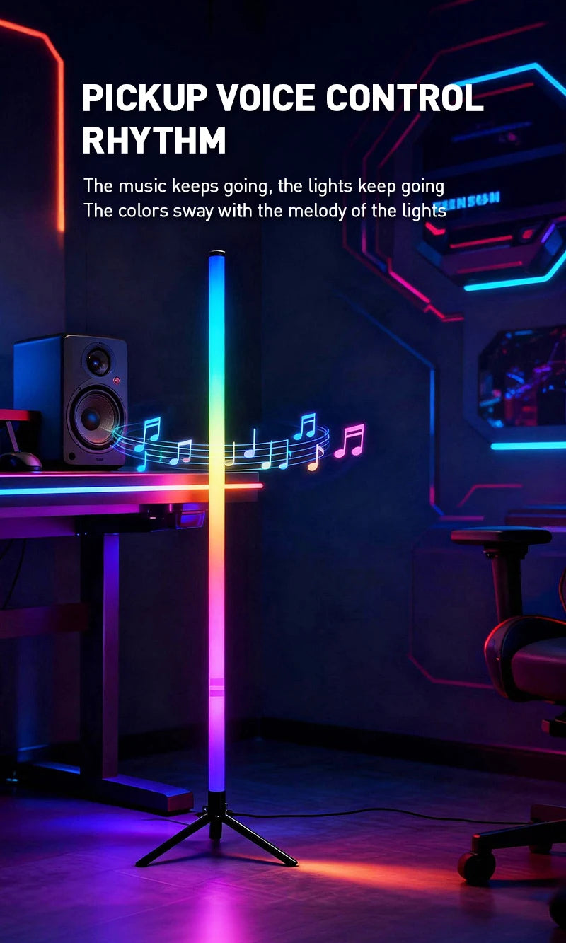RGB LED Gaming Atmosphere Light Floor Lamp with Remote Control App E-Sports Desk Table Light for Bedroom Living Room Hallway