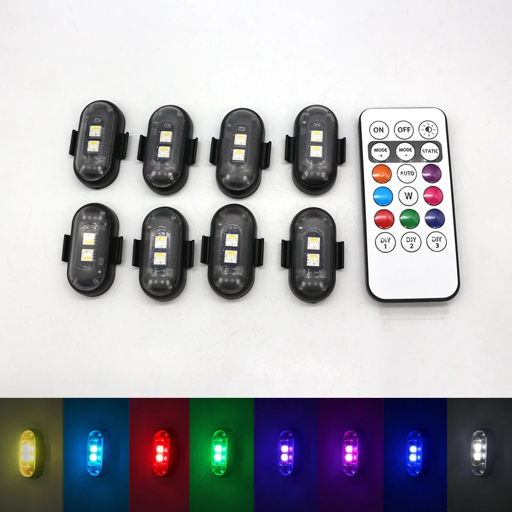 4/10x Car LED Light Multifunctional Car LED Warning Light, Rechargeable Wireless Car Light with Remote Control, Decorative Light