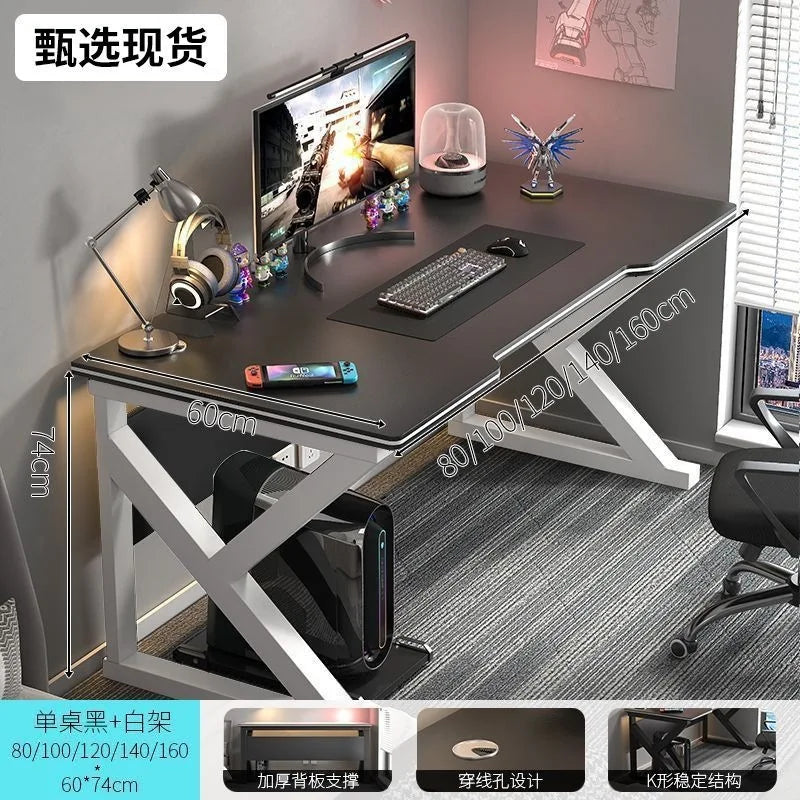 for Simple Computer Desk Bedroom Workbench Desktop E-sports Gaming Table with Chairs Home Office Student Writing Study Desk
