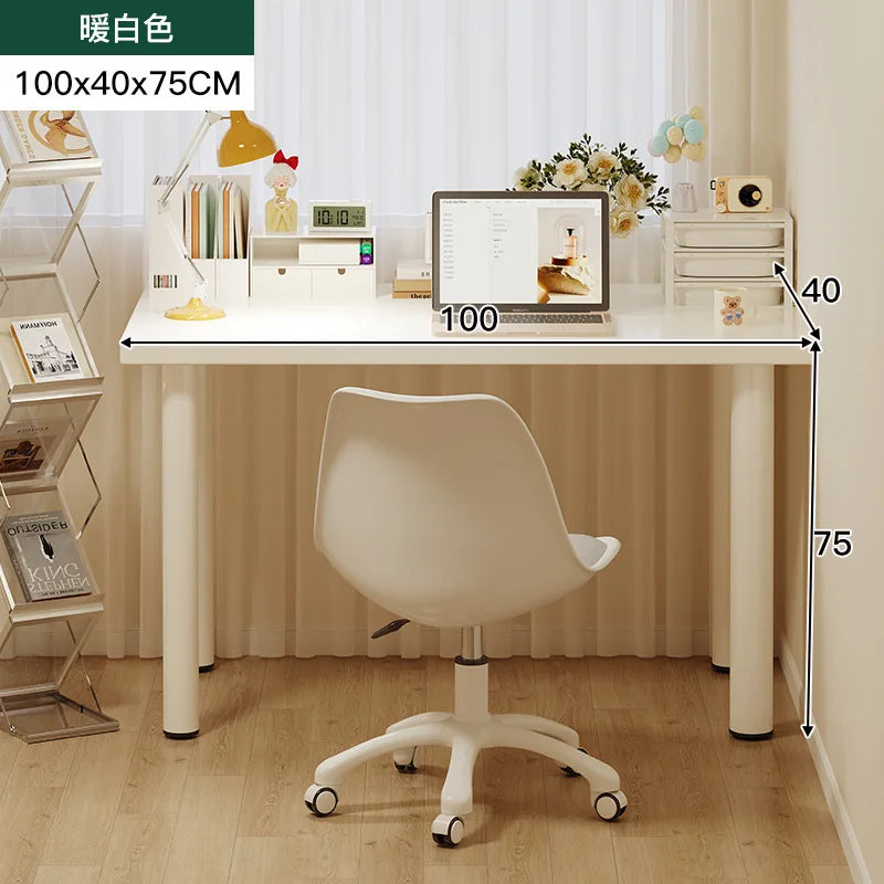Simple Computer Desk with Drawers Cream Style Workbench Household Bedroom Dresser Storage Cabinet Integrated Table